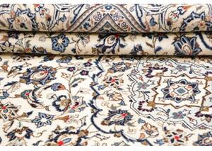 Tappeto Kashan Medaglione Floreale Avorio Blu 200x308 Cm