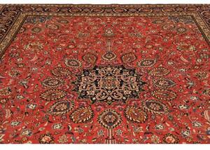 Tappeto Sarough Medaglione Floreale Rosso Corallo Blu Notte 272x380 Cm