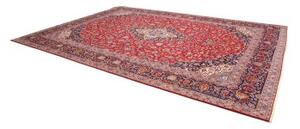 Tappeto Kashan Kork Medaglione Floreale Rosso Blu Scuro 303x432 Cm