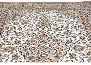 Tappeto Kashan Medaglione Floreale Avorio Blu 200x288 Cm