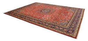 Tappeto Sarough Medaglione Floreale Rosso Corallo Blu Notte 272x380 Cm