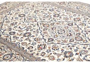 Tappeto Kashan Medaglione Floreale Avorio Blu 200x308 Cm