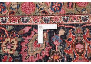 Tappeto Mashad Medaglione Floreale Rosso Blu Scuro 297x395 Cm