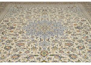 Tappeto Kashan Medaglione Floreale Avorio Blu 320x442 Cm