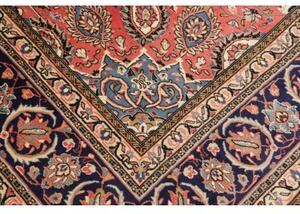 Tappeto Sarough Medaglione Floreale Rosso Corallo Blu Notte 272x380 Cm