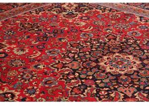 Tappeto Mashad Medaglione Floreale Rosso Blu Scuro 297x395 Cm