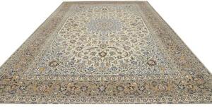 Tappeto Kashan Medaglione Floreale Avorio Blu 320x442 Cm