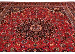 Tappeto Mashad Medaglione Floreale Rosso Blu Scuro 297x395 Cm