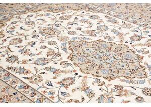 Tappeto Kashan Medaglione Floreale Avorio Blu 198x294 Cm