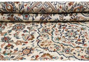 Tappeto Kashan Medaglione Floreale Avorio Blu Cobalto 198x304 Cm