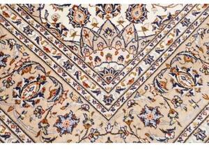 Tappeto Kashan Medaglione Floreale Avorio Blu Scuro 198x292 Cm