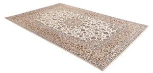 Tappeto Kashan Medaglione Floreale Avorio Blu Scuro 198x292 Cm