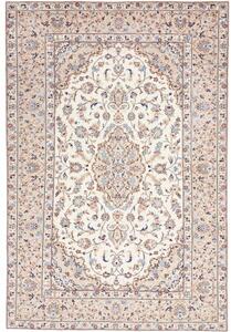 Tappeto Kashan Medaglione Floreale Avorio Blu 198x294 Cm