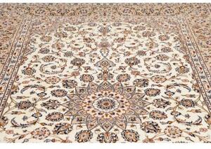Tappeto Kashan Medaglione Floreale Avorio Blu Scuro 198x292 Cm