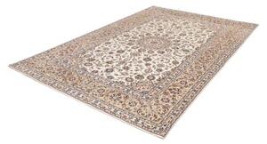 Tappeto Kashan Medaglione Floreale Avorio Blu Scuro 198x292 Cm