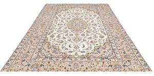 Tappeto Kashan Medaglione Floreale Avorio Blu 198x294 Cm