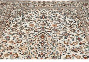 Tappeto Kashan Medaglione Floreale Avorio Blu Cobalto 198x304 Cm