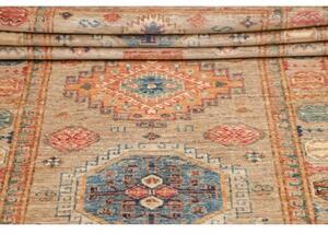 Tappeto Kazak Fine Geometrico Beige Blu Corsia 81x203 Cm