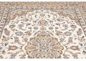 Tappeto Kashan Medaglione Floreale Avorio Blu 198x294 Cm