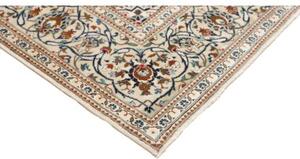 Tappeto Kashan Medaglione Floreale Avorio Blu Cobalto 198x304 Cm