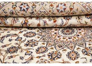 Tappeto Kashan Medaglione Floreale Avorio Blu Scuro 198x292 Cm