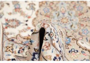 Tappeto Kashan Medaglione Floreale Avorio Blu 198x294 Cm