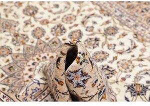 Tappeto Kashan Medaglione Floreale Avorio Blu Scuro 198x292 Cm