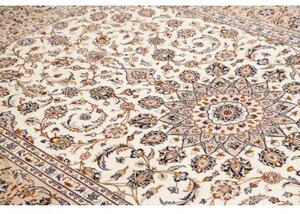 Tappeto Kashan Medaglione Floreale Avorio Blu Scuro 198x292 Cm