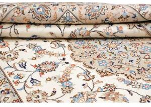 Tappeto Kashan Medaglione Floreale Avorio Blu 198x294 Cm