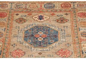 Tappeto Kazak Fine Geometrico Beige Blu Corsia 81x203 Cm