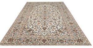 Tappeto Kashan Medaglione Floreale Avorio Blu Cobalto 198x304 Cm