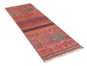 Tappeto Istintia Geometrico Rosso Mattone Blu Avio Corsia 64x175 Cm