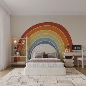 Carta da parati Arcobaleno su sfondo bianco, Carta da parati lastrazione, Carta da parati popolare, t00722 - Tapeko.it