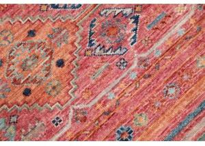 Tappeto Istintia Geometrico Rosso Mattone Blu Avio Corsia 64x175 Cm