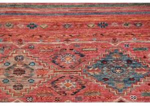 Tappeto Istintia Geometrico Rosso Mattone Blu Avio Corsia 64x175 Cm