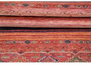 Tappeto Istintia Geometrico Rosso Mattone Blu Avio Corsia 64x175 Cm