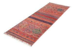 Tappeto Istintia Geometrico Rosso Mattone Blu Avio Corsia 64x175 Cm