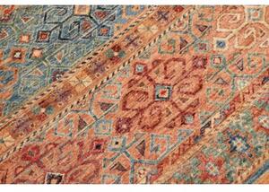 Tappeto Samarkand Geometrico Rosso Ruggine Blu Pavone 244x307 Cm