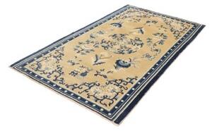 Tappeto Antik Medaglione Floreale Beige Blu 121x200 Cm