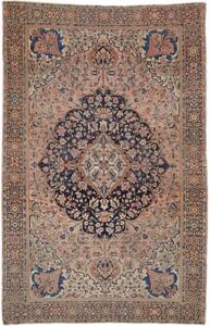 Tappeto Antik Medaglione Floreale Rosa Antico Blu Scuro 128x200 Cm