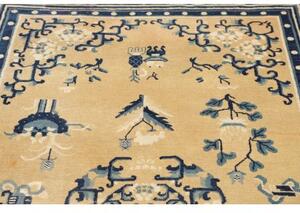 Tappeto Antik Medaglione Floreale Beige Blu 121x200 Cm