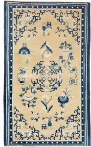 Tappeto Antik Medaglione Floreale Beige Blu 121x200 Cm