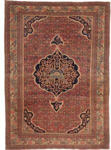 Tappeto Antik Medaglione Floreale Rosso Blu Scuro 160x220 Cm