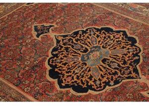 Tappeto Antik Medaglione Floreale Rosso Blu Scuro 160x220 Cm