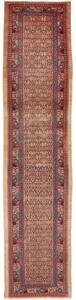 Tappeto Antik Stilizzato Rosso Ruggine Blu Scuro Corsia 86x376 Cm