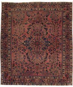 Tappeto Antik Medaglione Floreale Rosso Antico Blu Scuro 165x195 Cm