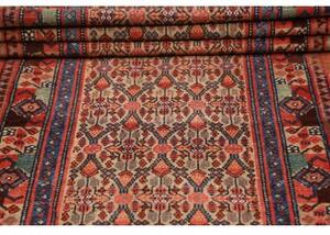 Tappeto Antik Stilizzato Rosso Ruggine Blu Scuro Corsia 86x376 Cm