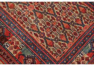 Tappeto Antik Stilizzato Rosso Ruggine Blu Scuro Corsia 86x376 Cm