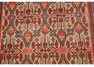 Tappeto Antik Stilizzato Rosso Ruggine Blu Scuro Corsia 86x376 Cm