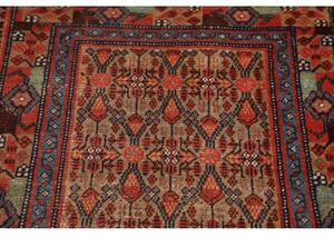 Tappeto Antik Stilizzato Rosso Ruggine Blu Scuro Corsia 86x376 Cm